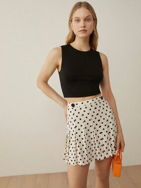 NWOT Reformation Portia Rockabilly polka dot mini skirt size 6